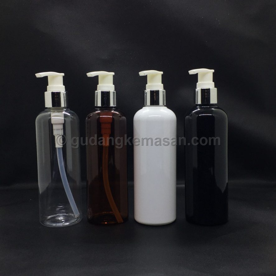 pet 250ml pump silver shiny