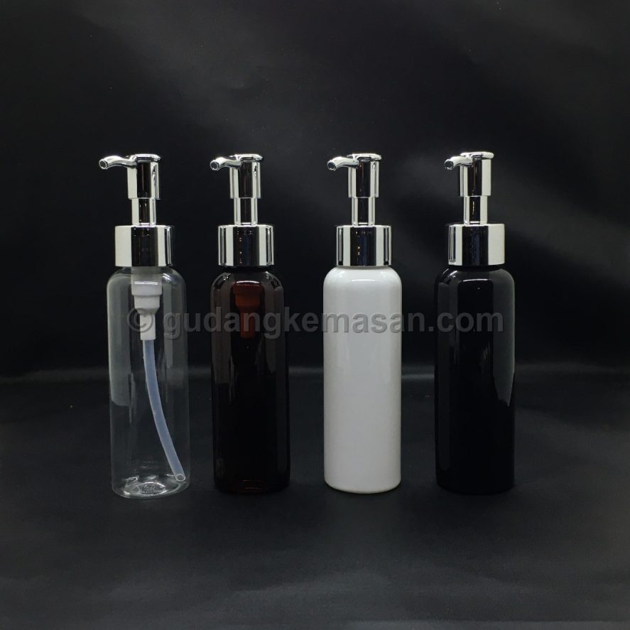 pet 100ml pump luxury silver