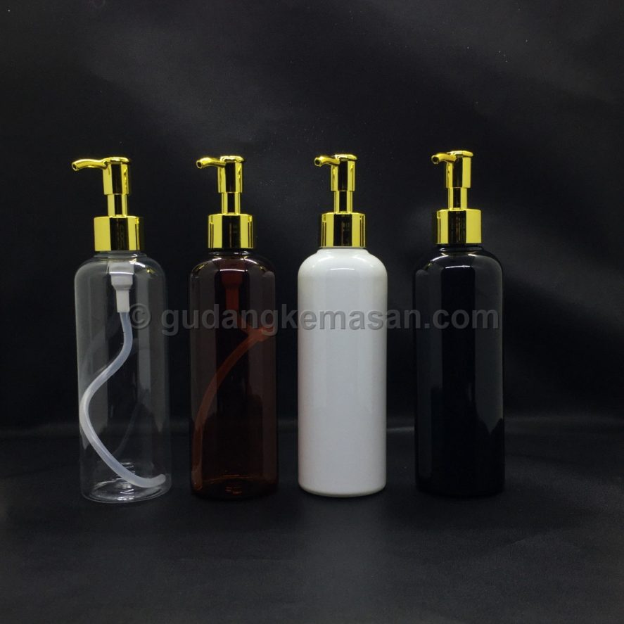 PET 250ml Pump Luxury Gold - Botol PET Body Care | Gudang Kemasanku