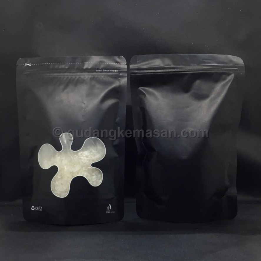 Flower Window Black 14x22 - Standing Pouch | Gudang Kemasanku