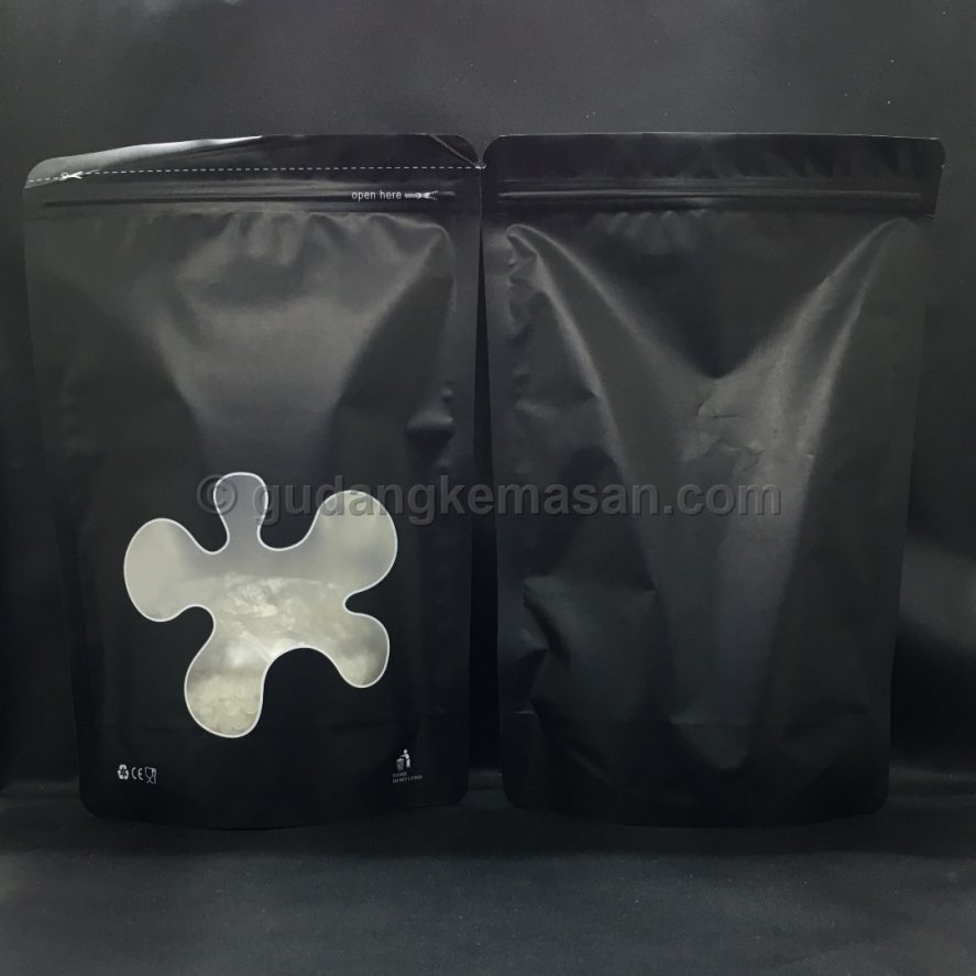 Flower Window Black 20x30 - Standing Pouch | Gudang Kemasanku