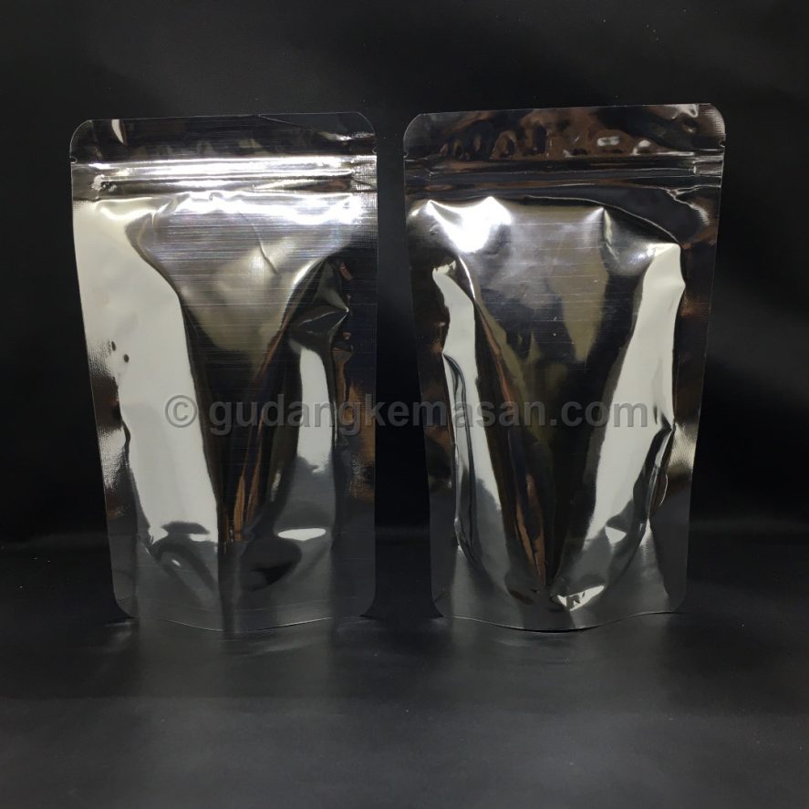 Full Metalize Silver 12x20 - Standing Pouch | Gudang Kemasanku