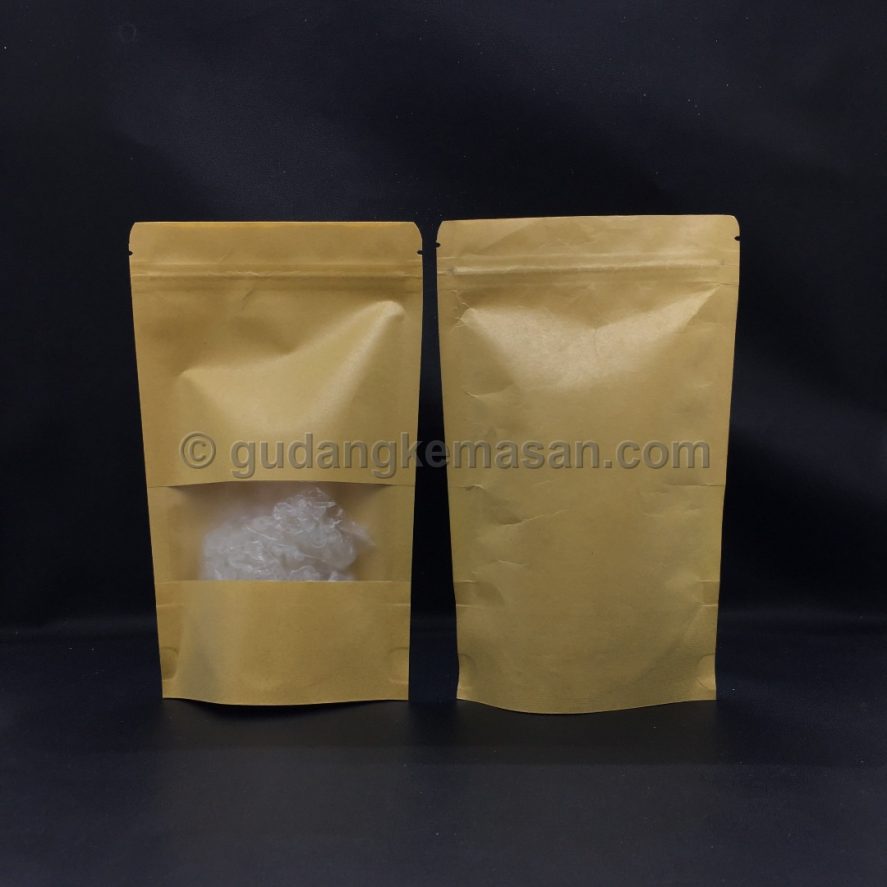 Paper Kraft Window Brown 12x20 - Standing Pouch | Gudang Kemasanku