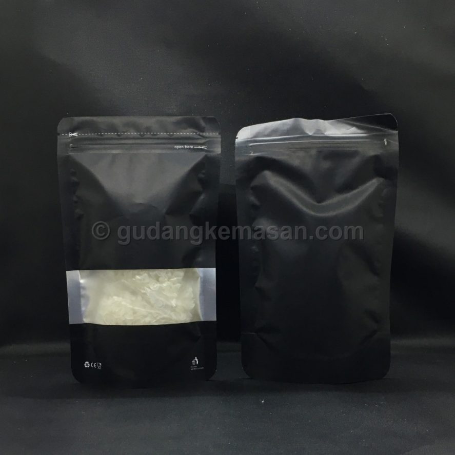 Square Window Black 12x20 - Standing Pouch | Gudang Kemasanku