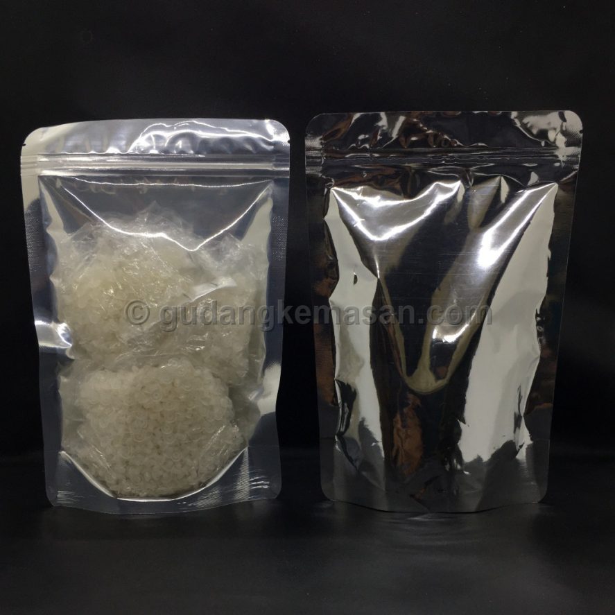 Half Transmets Clear-Silver 16x24 - Standing Pouch | Gudang Kemasanku