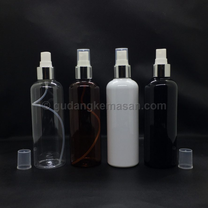 PET 250ml Spray Silver Shiny - Botol PET Body Care | Gudang Kemasanku
