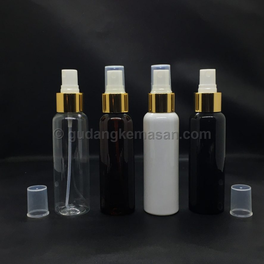 PET 100ml Spray Gold - Botol PET Body Care | Gudang Kemasanku